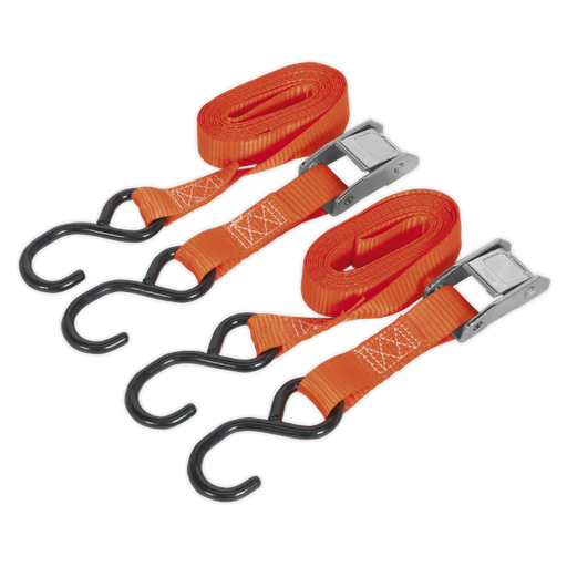 [TD2525CS] Cam Buckle Strap Polyester Webbing with S-Hooks 25mm x 2.5m 250kg Breaking Strength