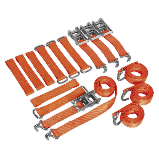 [TDRWKIT] Alloy/Steel Wheel Car Transporter Ratchet Strap Kit 4pc 50mm x 3m 4500kg Breaking Strength