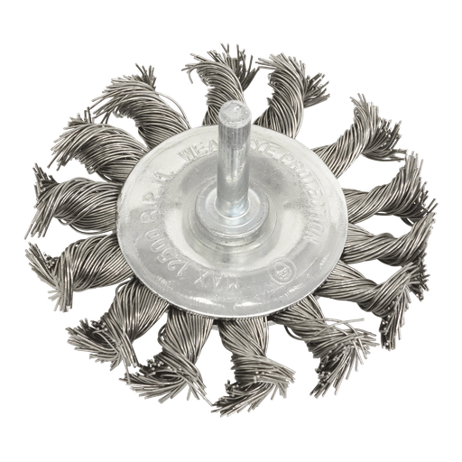 [TKFBS75] 75mm Twist Knot Flat Wire Wheel with 6mm Shaft