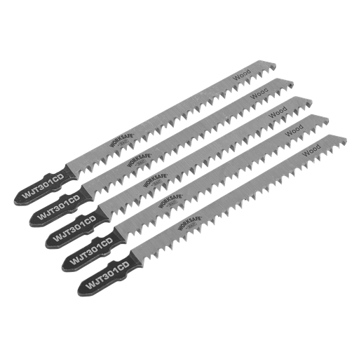 [WJT301CD] Worksafe® Jigsaw Blade for Wood & Plastics 90mm 8tpi - Pack of 5