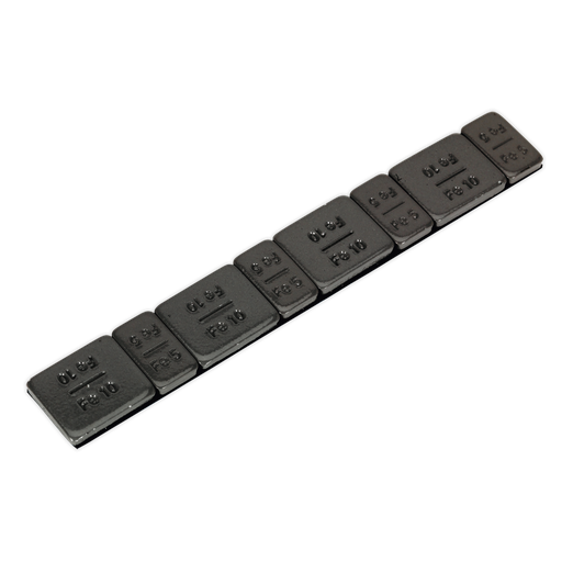 [WWSA510B] Zinc Plated Black Steel Adhesive Wheel Weight 5/10g Strip of 8 - Pack of 50