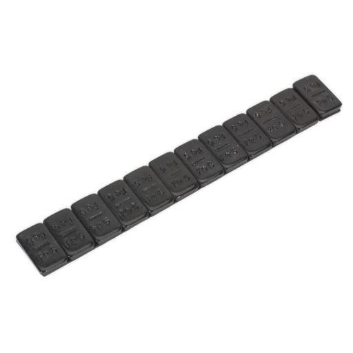 [WWSA5B] Zinc Plated Black Steel Adhesive Wheel Weight 5g Strip of 12 - Pack of 50