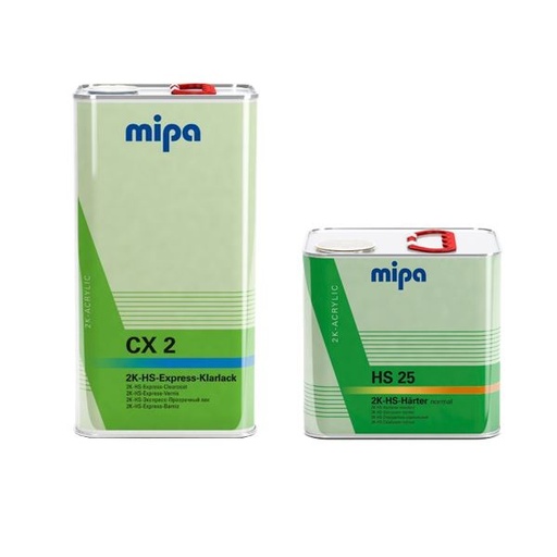 [KIT_CX2_5] 120  x Mipa 2K HS Express Klarlack CX2 (5LT) & 120 x Mipa 2K HS25 Standard Hardener (2.5LT)