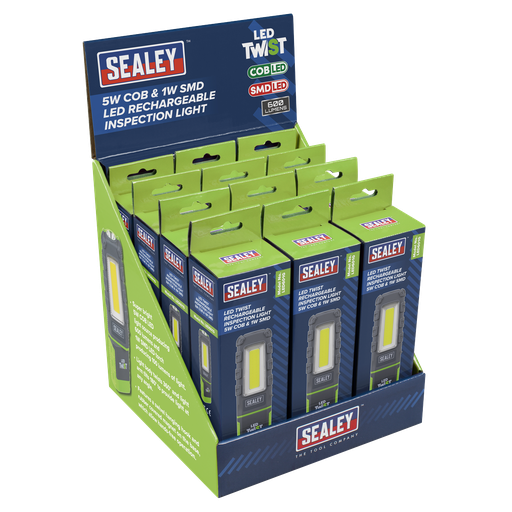 [LED601GDB] LED Twist Rechargeable Inspection Light, Green - Box of 12