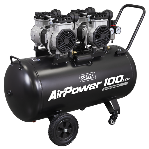 [SAC10001S] 100L Oil Free Low Noise Direct Drive Air Compressor 2 x 2hp