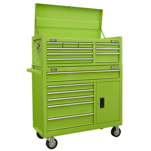 [AP41STACKHV] American PRO® Topchest & Rollcab Combination 15 Drawer - Green