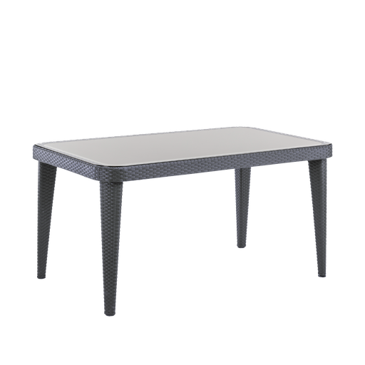 [DG209] Dellonda Weather-Resistant Polypropylene/Fibreglass Dining Tables with Tempered Glass Top 150 x 90 x 76cm - Anthracite