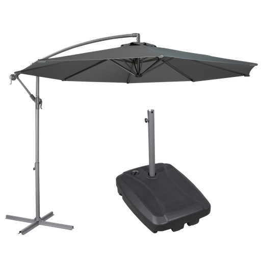 [DG270] Dellonda Banana Parasol with Cover & Base 3m - Grey