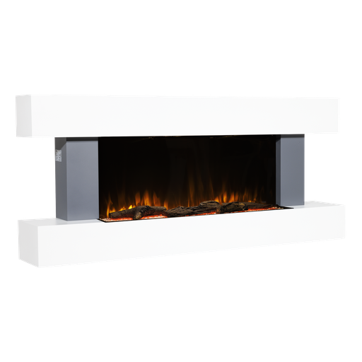 [DH112] Baridi Wall Mounting Electric Fireplace with LED Flame Effect 52" - Grey