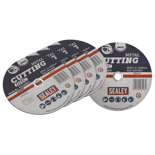 [PTC/230CT5] 230 x 2mm Cutting Disc 22mm Bore - Pack of 5