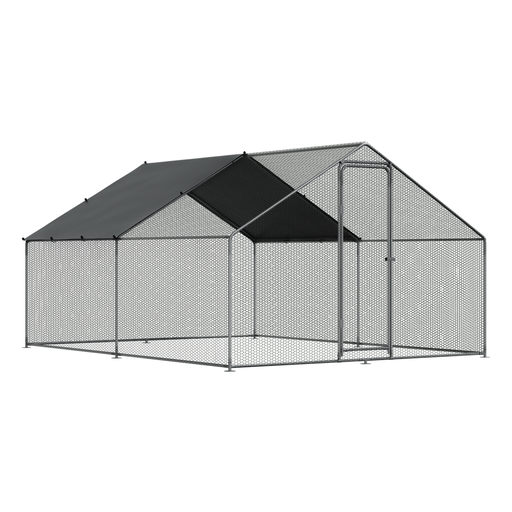 [DG279] Dellonda Walk-In Galvanized Steel Chicken Run with Roof Cover & PVC Coated Chicken Wire 3 x 4 x 2m