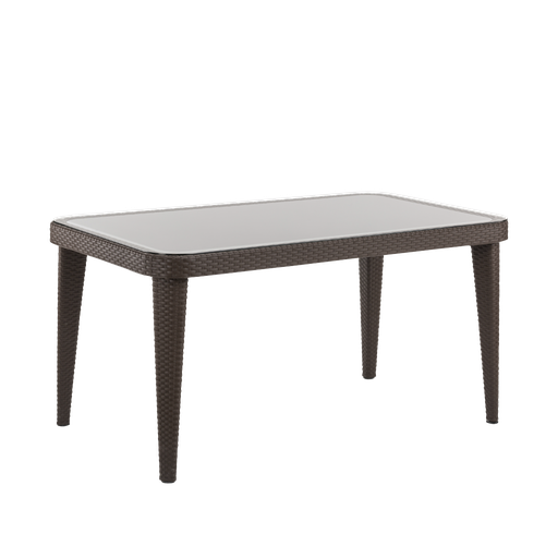 [DG206] Dellonda Weather-Resistant Polypropylene/Fibreglass Dining Tables with Tempered Glass Top 150 x 90 x 76cm - Dark Brown