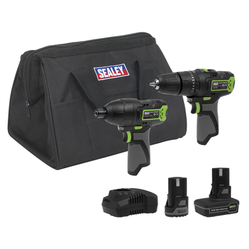 [CP108VCOMBO3EU] 2 x SV10.8 Series Cordless Combi Drill & Impact Driver Kit 10.8V - 2 Batteries & Euro Plug