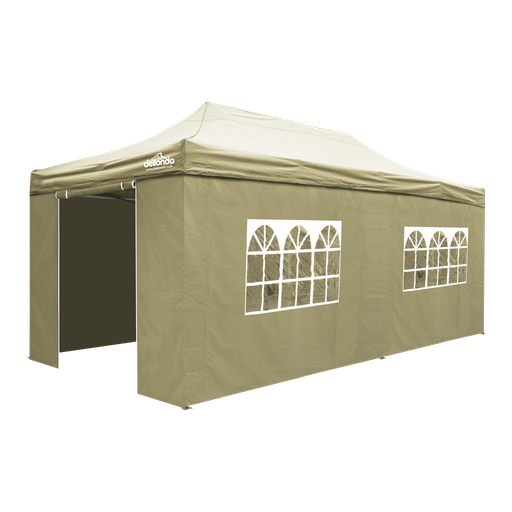[DG172] Dellonda Premium 3x6m Pop-Up Gazebo & Side Walls, PVC Coated, Water Resistant Fabric with Carry Bag, Rope, Stakes & Weight Bags - Beige