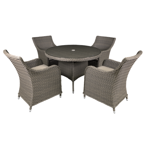 [DG84] Dellonda Chester Rattan Wicker Outdoor Dining Set with Tempered Glass Tabletop 5pc