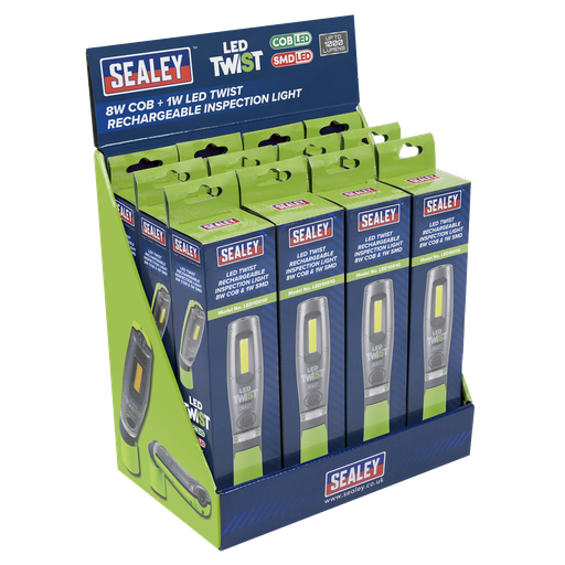[LED1001GDB] LED Twist Rechargeable Inspection Light, Green - Box of 12