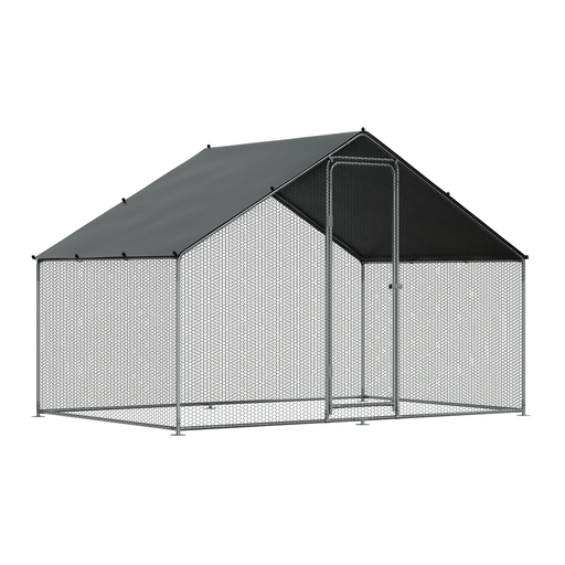 [DG278] Dellonda Walk-In Galvanized Steel Chicken Run with Roof Cover & PVC Coated Chicken Wire 3 x 2 x 2m