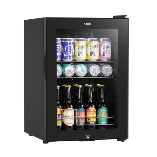 [DH62] Baridi 60L Beer & Drinks Fridge with LED Light, Black and Glass Door