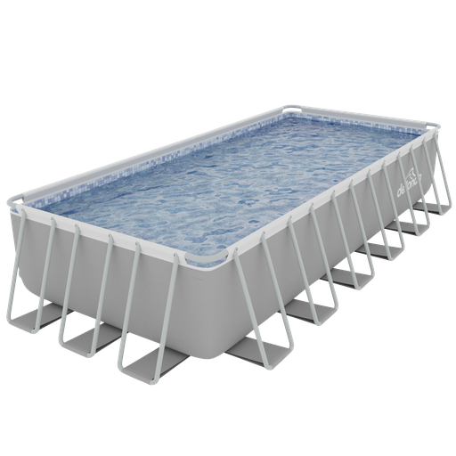 [DL151] Dellonda Deluxe Steel Frame Rectangular Swimming Pool with Step Ladder & Filter Pump 25ft