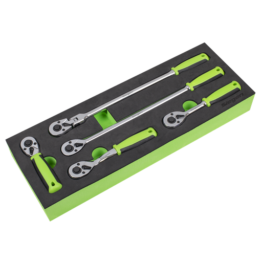 [S01290] Ratchet Wrench Set 1/4"Sq 5pc Drive Flip Reverse