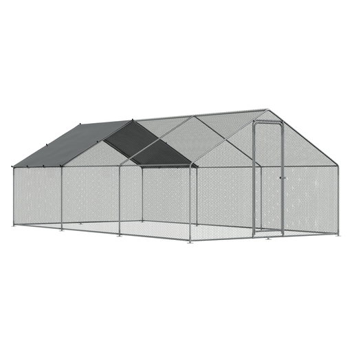 [DG280] Dellonda Walk-In Galvanized Steel Chicken Run with Roof Cover & PVC Coated Chicken Wire 3 x 6 x 2m
