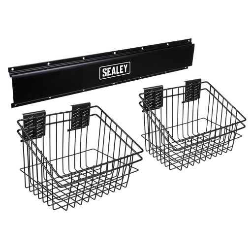 [APHKIT6] Wall Mounting Storage Rail with 2 Baskets