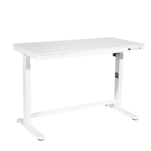 [DH54] Dellonda Single Motor Ultra-Quiet Electric Desk with Control Panel, USB Port & Drawer - White Desktop