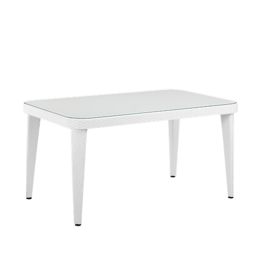 [DG210] Dellonda Weather-Resistant Polypropylene/Fibreglass Dining Tables with Tempered Glass Top 150 x 90 x 76cm - Ivory White