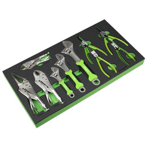 [S01278] Siegen Adjustable Wrench & Pliers Set with Tool Tray 10pc